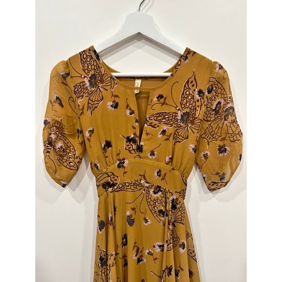 Free People Bonnie Keyhole Butterfly Print Midi Dress - Picture 4 of 14